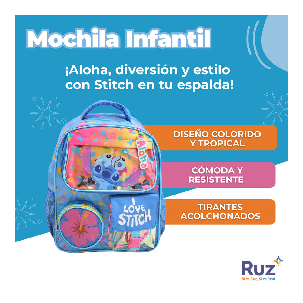 Foto 4 pulgar | Mochila Primaria Infantil Disney Stitch 20 L