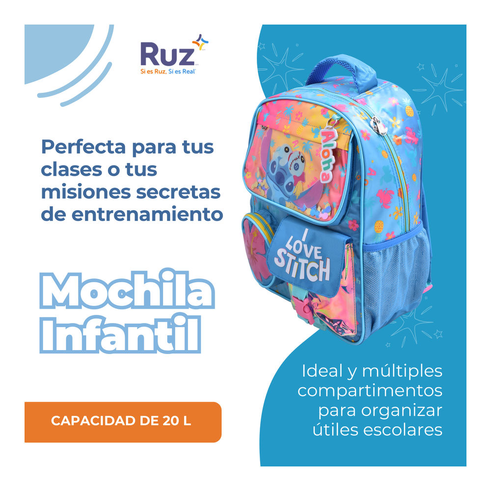 Foto 5 pulgar | Mochila Primaria Infantil Disney Stitch 20 L