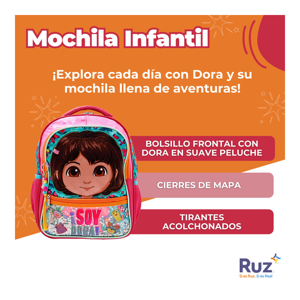 Foto 4 pulgar | Mochila Kinder Infantil Nickelodeon Dora La Exploradora 11 L