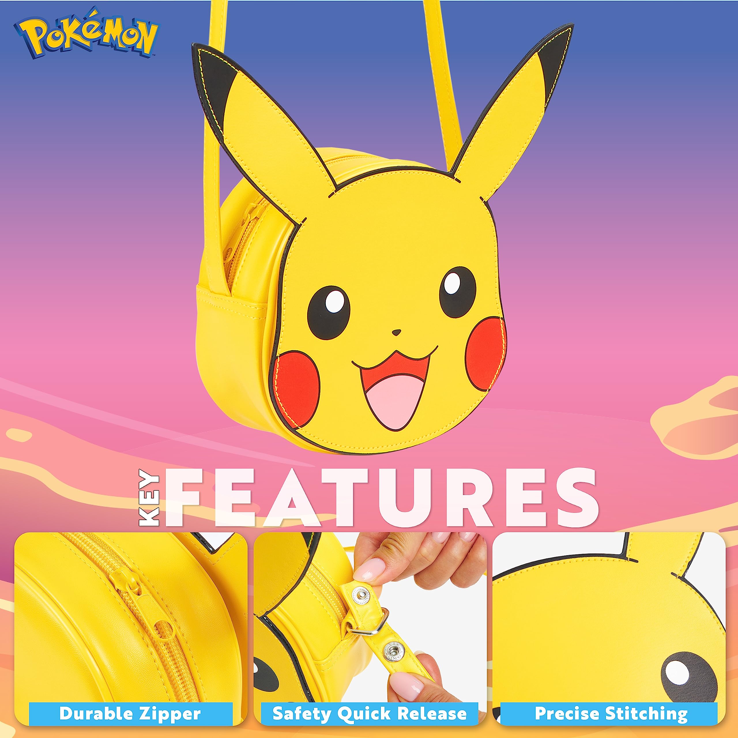 Foto 4 pulgar | Bandolera Pokémon Pikachu 3d Para Niñas, Producto Oficial - Venta Internacional.