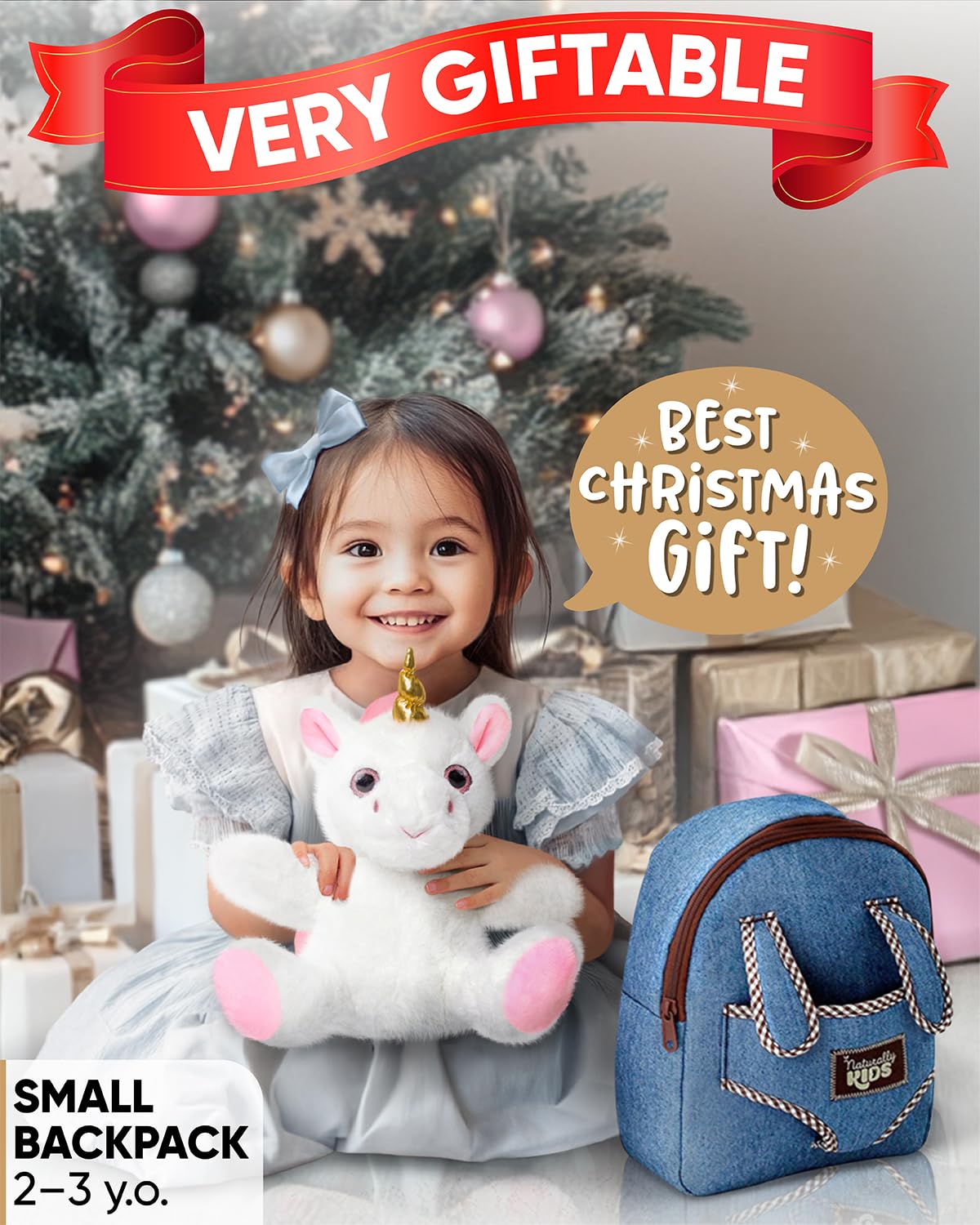 Foto 6 pulgar | Mochila Naturally Kids Unicorn Con Animal De Peluche De 2 A 3 Años - Venta Internacional.