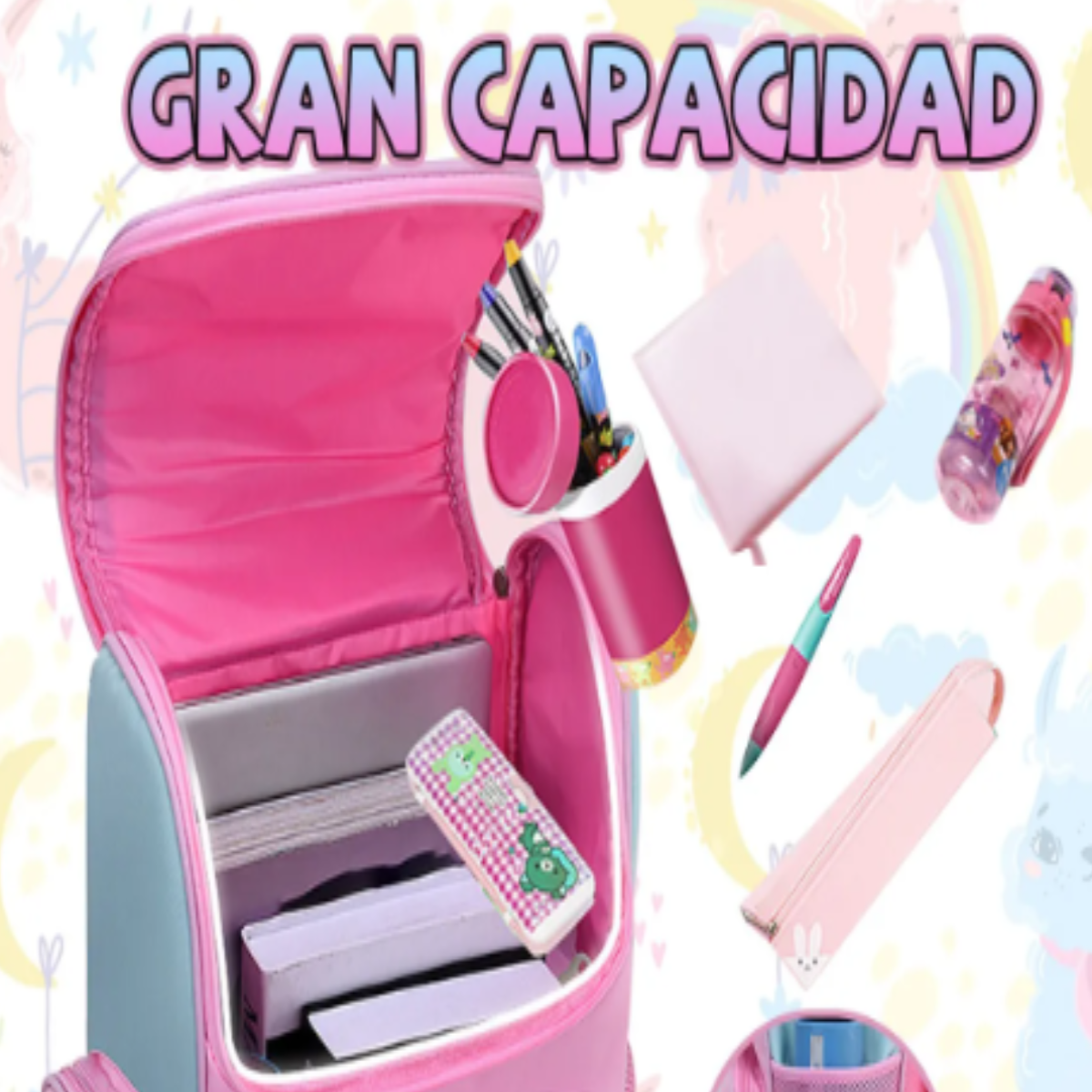 Foto 3 pulgar | Mochila Infantil Impermeable Niña Unicornio Lab.g Rosa