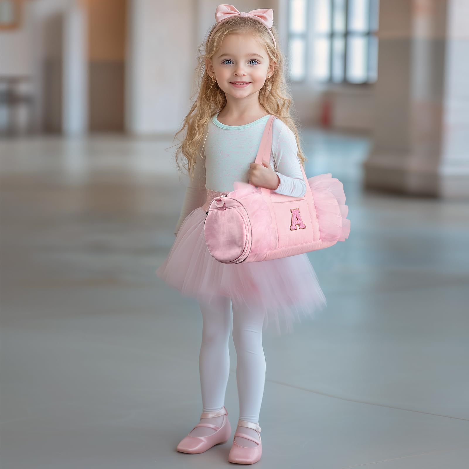 Foto 3 pulgar | Bolsa De Lona Mibasies Para Niñas De 4 A 6 Niños, Rosa Con Letra - Venta Internacional.