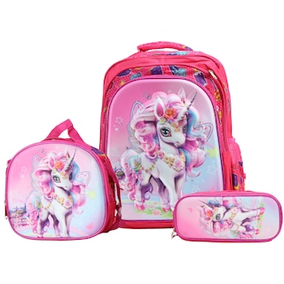 Foto 1 | Mochila Para Dama Fiusha Unicornio Flower Sintetico Trio Escolar Con Luz Nueva Imagen