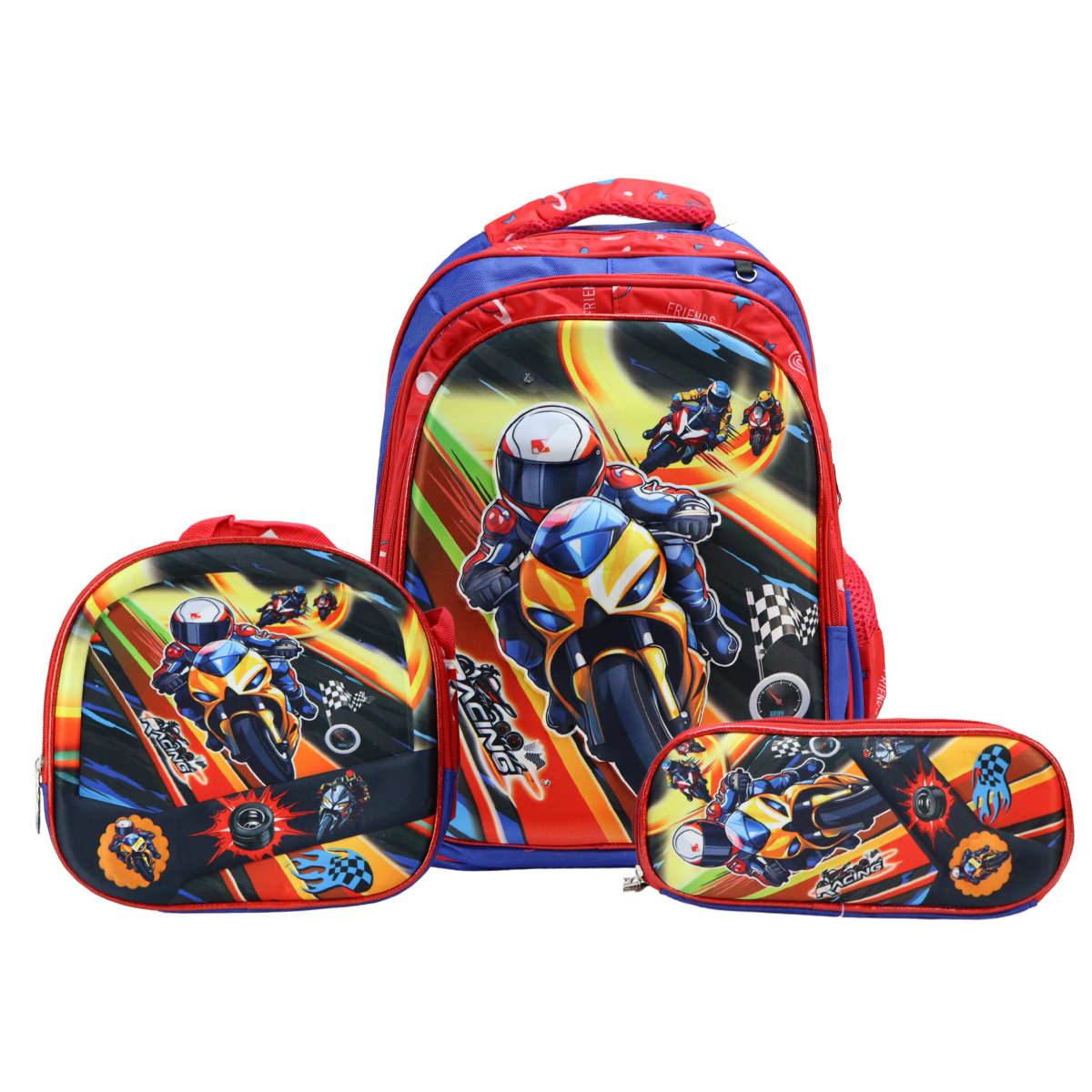 Foto 2 pulgar | Mochila Unisex Azul  Moto Racing Sintetico Trio Escolar C/luz Nueva Imagen