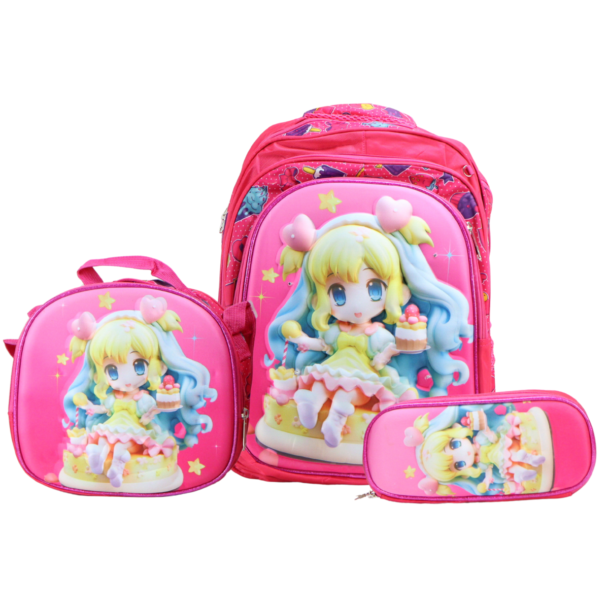 Foto 2 pulgar | Mochila Para Dama Fiusha  Girl Cake Sintetico Trio Escolar Con Luz Nueva Imagen