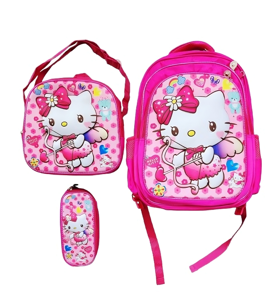Foto 2 pulgar | Mochila Escolar Con Luz Led Incluye Lonchera Y Lapicera Con Diseño De Hello Kitty