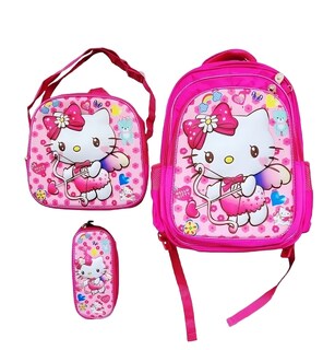 Foto 1 | Mochila Escolar Con Luz Led Incluye Lonchera Y Lapicera Con Diseño De Hello Kitty