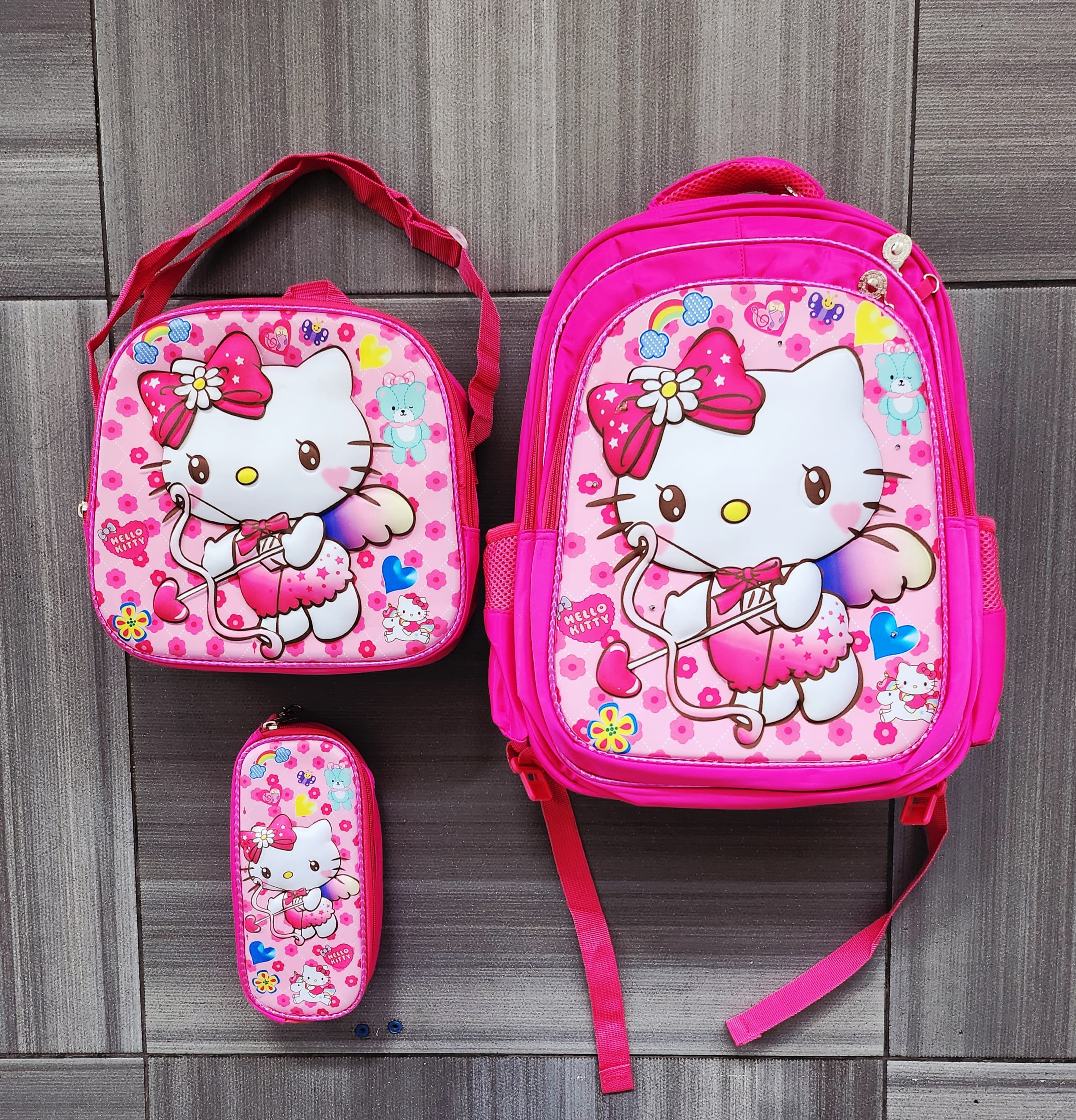 Foto 5 | Mochila Escolar Con Luz Led Incluye Lonchera Y Lapicera Con Diseño De Hello Kitty