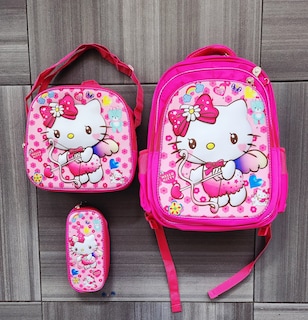 Foto 5 | Mochila Escolar Con Luz Led Incluye Lonchera Y Lapicera Con Diseño De Hello Kitty