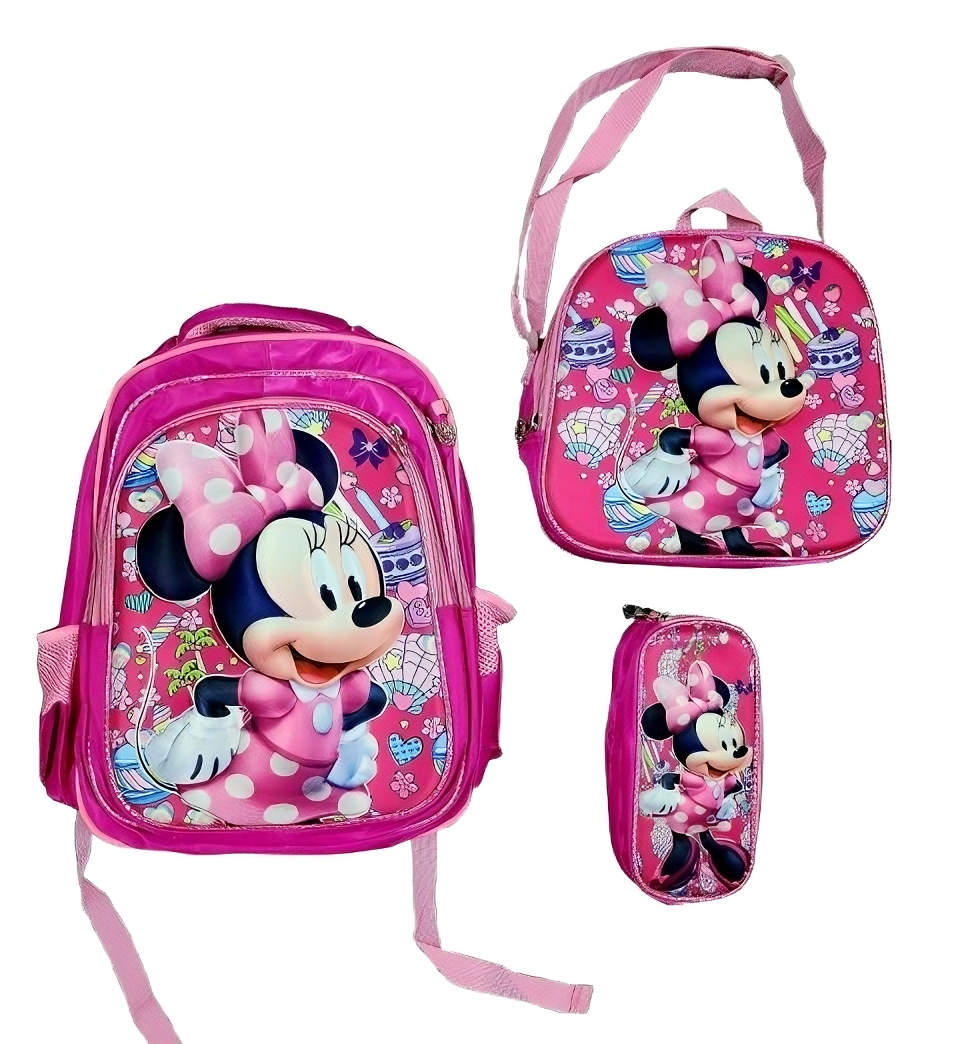Foto 2 pulgar | Mochila Escolar Con Luz Led Incluye Lonchera Y Lapicera Con Diseño De Minnie Mouse