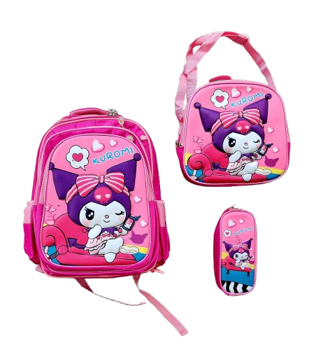 Foto 2 pulgar | Mochila Escolar Con Luz Led Incluye Lonchera Y Lapicera Con Diseño De Kuromi