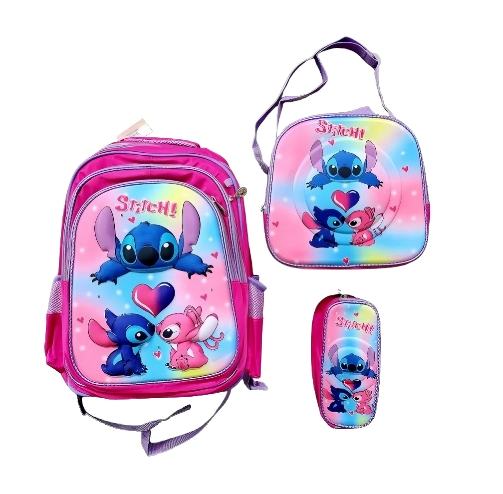 Foto 2 pulgar | Mochila Escolar Con Luz Led Incluye Lonchera Y Lapicera Con Diseño De Stitch