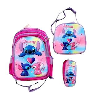 Foto 1 | Mochila Escolar Con Luz Led Incluye Lonchera Y Lapicera Con Diseño De Stitch