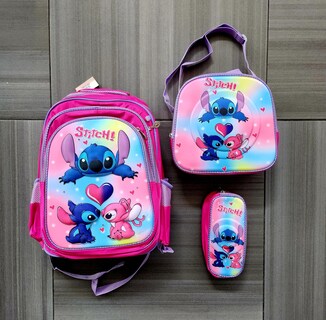 Foto 5 | Mochila Escolar Con Luz Led Incluye Lonchera Y Lapicera Con Diseño De Stitch