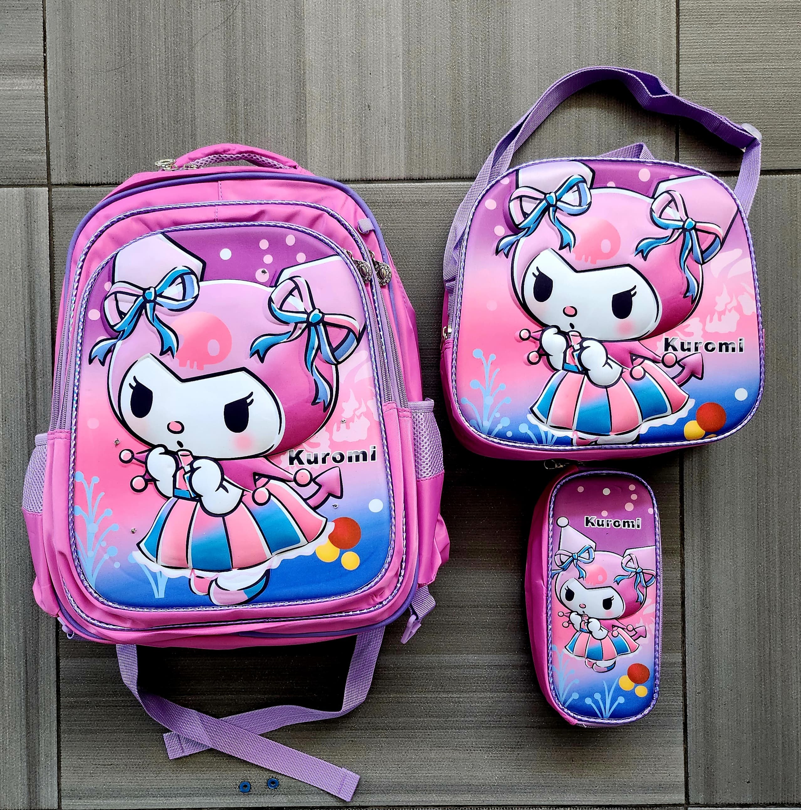 Foto 6 pulgar | Mochila Escolar Con Luz Led Incluye Lonchera Y Lapicera Con Diseño De Kuromi