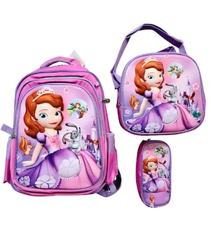 Foto 1 | Mochila Escolar Con Luz Led Incluye Lonchera Y Lapicera Con Diseño De Princesita Sofía