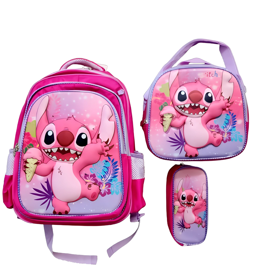 Foto 2 pulgar | Mochila Escolar Con Luz Led Incluye Lonchera Y Lapicera Con Diseño De Angel Stitch
