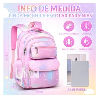 Foto 2 | Mochila Escolar Kawaii Para Niñas De Primaria Segundaria Gran Capacidad Con Apertura 180grados