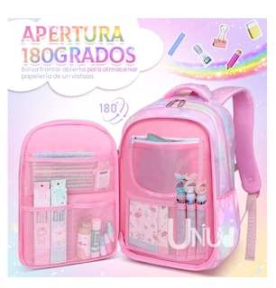 Foto 4 | Mochila Escolar Kawaii Para Niñas De Primaria Segundaria Gran Capacidad Con Apertura 180grados