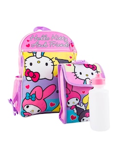 Foto 2 | Set De Mochila Escolar de Hello Kitty Con Lonchera, Llavero, Bote para el Agua y Clip