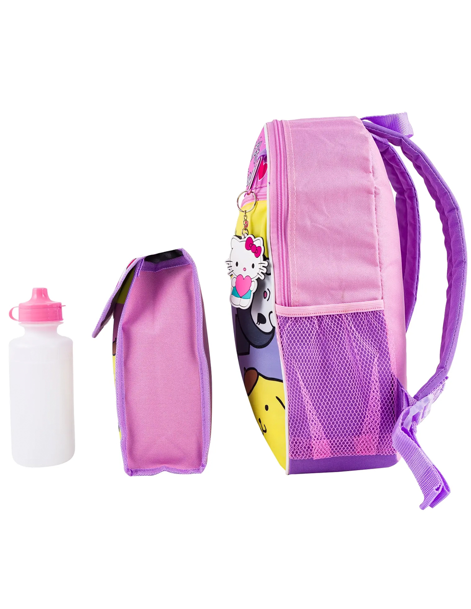Foto 4 pulgar | Set De Mochila Escolar de Hello Kitty Con Lonchera,  Llavero, Bote para el Agua y Clip