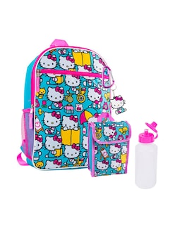 Foto 2 | Set De Mochila Escolar De Hello Kitty Con Lonchera, Llavero, Bote para el Agua y Clip