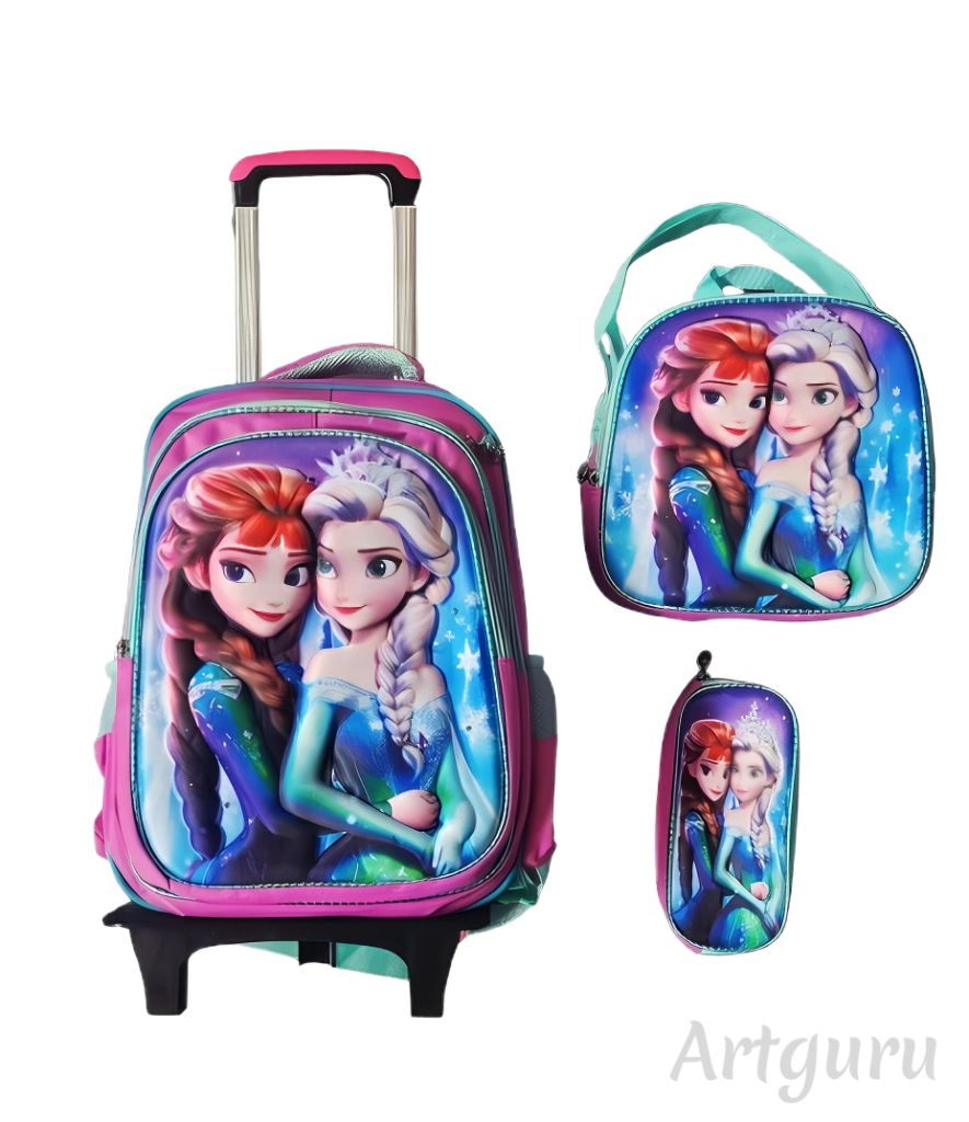 Foto 2 pulgar | Mochila Con Luz Led De Ruedas Desmontable Incluye Lonchera Y Lapicera Diseño De Frozen