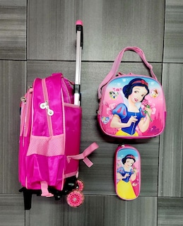 Foto 3 | Mochila Con Luz Led De Ruedas Desmontable Incluye Lonchera Y Lapicera Diseño De Blanca Nieves