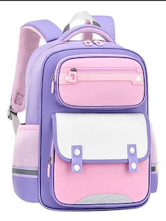 Foto 1 | Mochila Escolar Estudiante Gran Capacidad Con Carga Reducida Color Violeta Diseño De La Tela Niñas