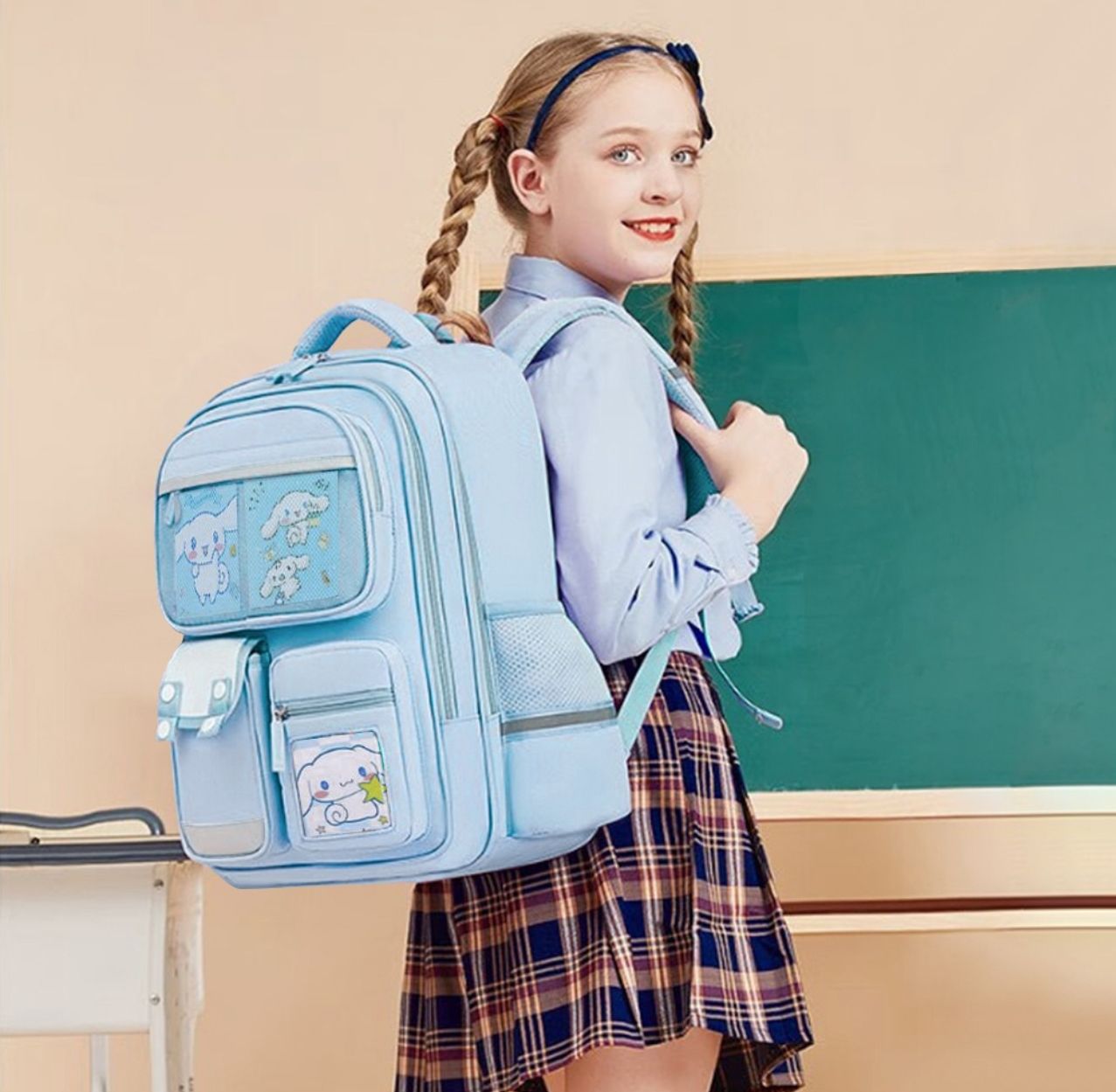 Foto 4 pulgar | Mochila Impermeable Noche Infantil Lindo Dibujos Animados Grandes Azul Cielo Regreso A Clases
