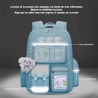 Foto 4 | Mochila Impermeable Noche Infantil Lindo Dibujos Animados Grandes Azul Cielo Regreso A Clases