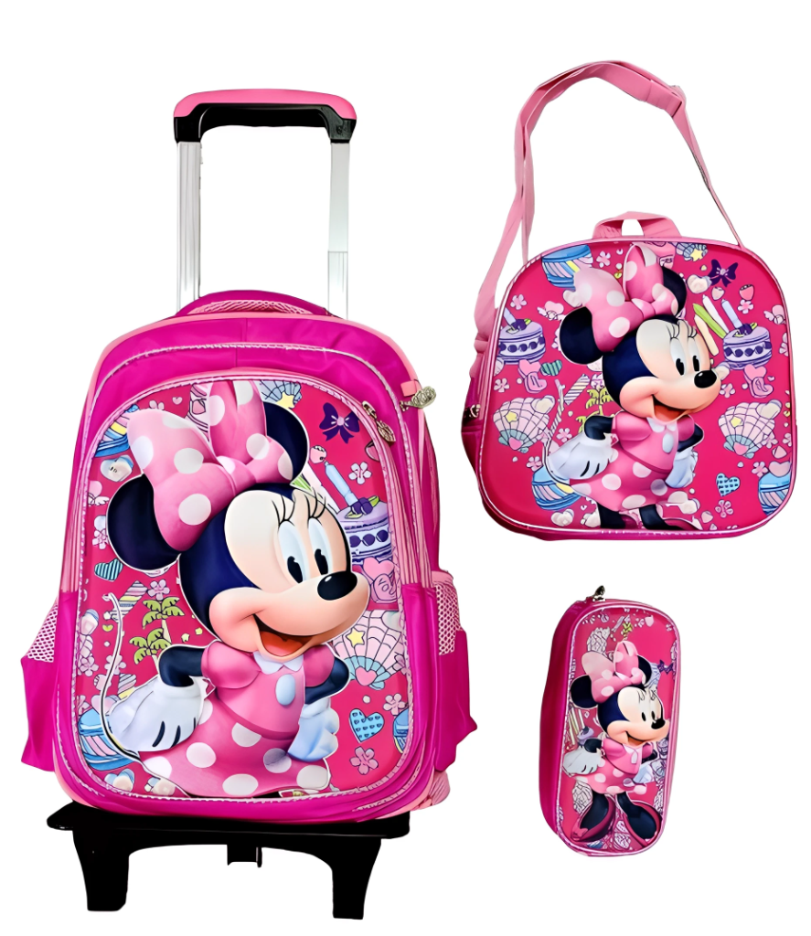 Foto 1 | Mochila Con Luz Led De Ruedas Desmontable Incluye Lonchera Y Lapicera Diseño De Minnie Mouse
