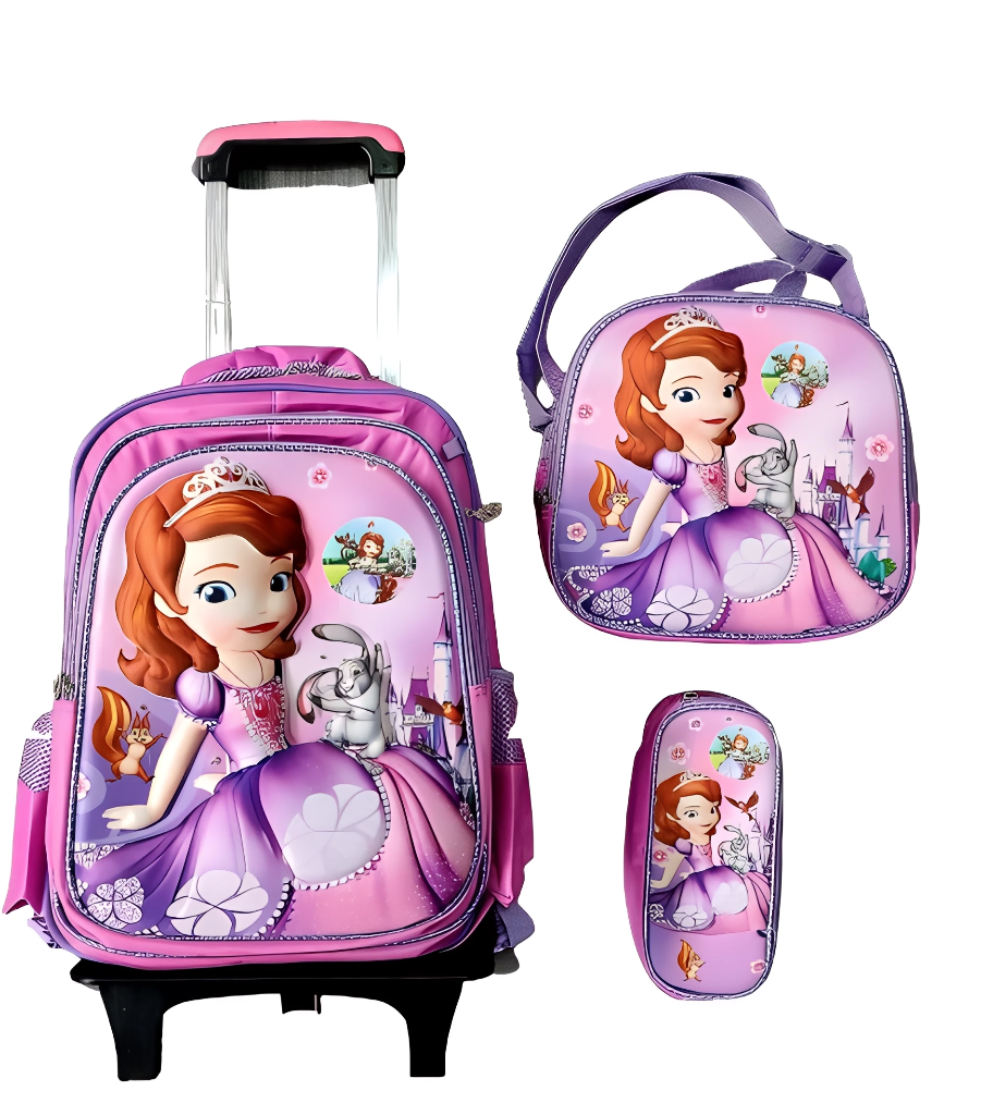 Foto 2 pulgar | Mochila Con Luz Led De Ruedas Desmontable Incluye Lonchera Y Lapicera Diseño De Princesita Sofia