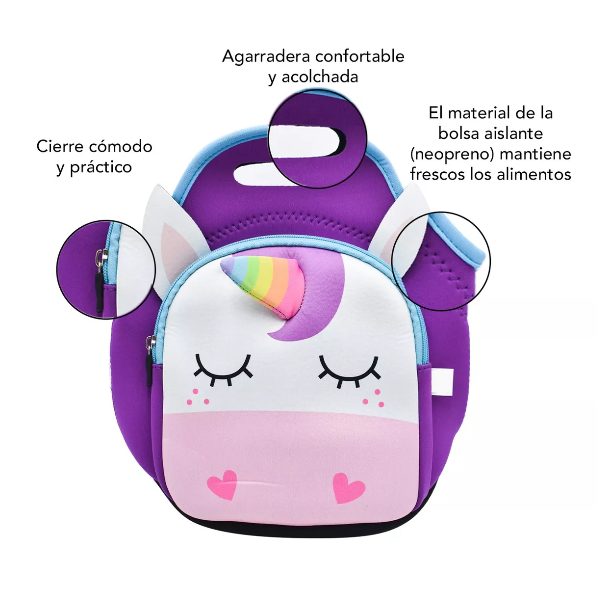 Foto 3 pulgar | Lonchera Infantil Térmica BELUG Unicornio Bolsa Almuerzo color Morado