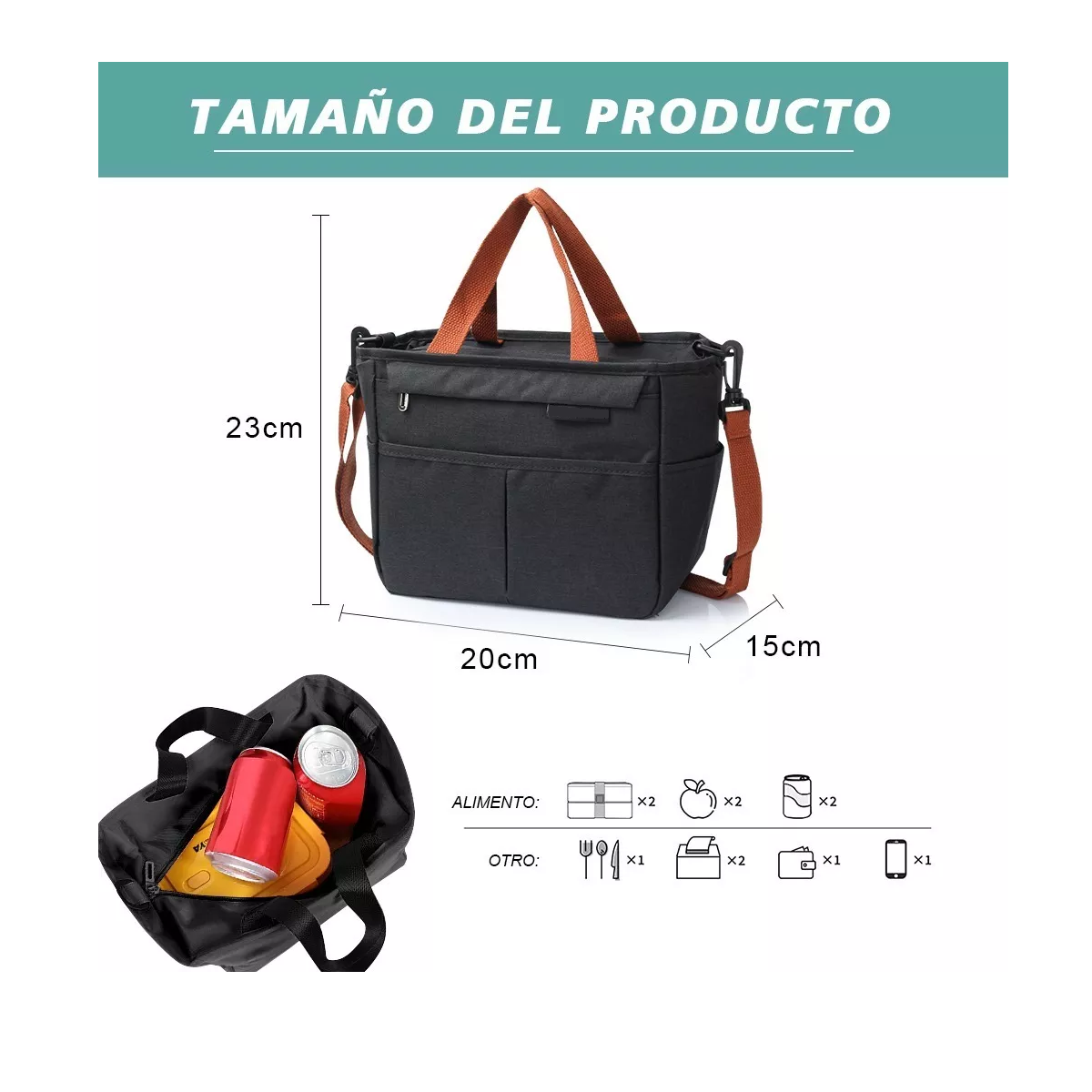 Foto 4 pulgar | Bolsa Lonchera Térmica Moderna Gran Capacidad, Frío Y Calor Eo Safe Imports Esi-11446 Negro