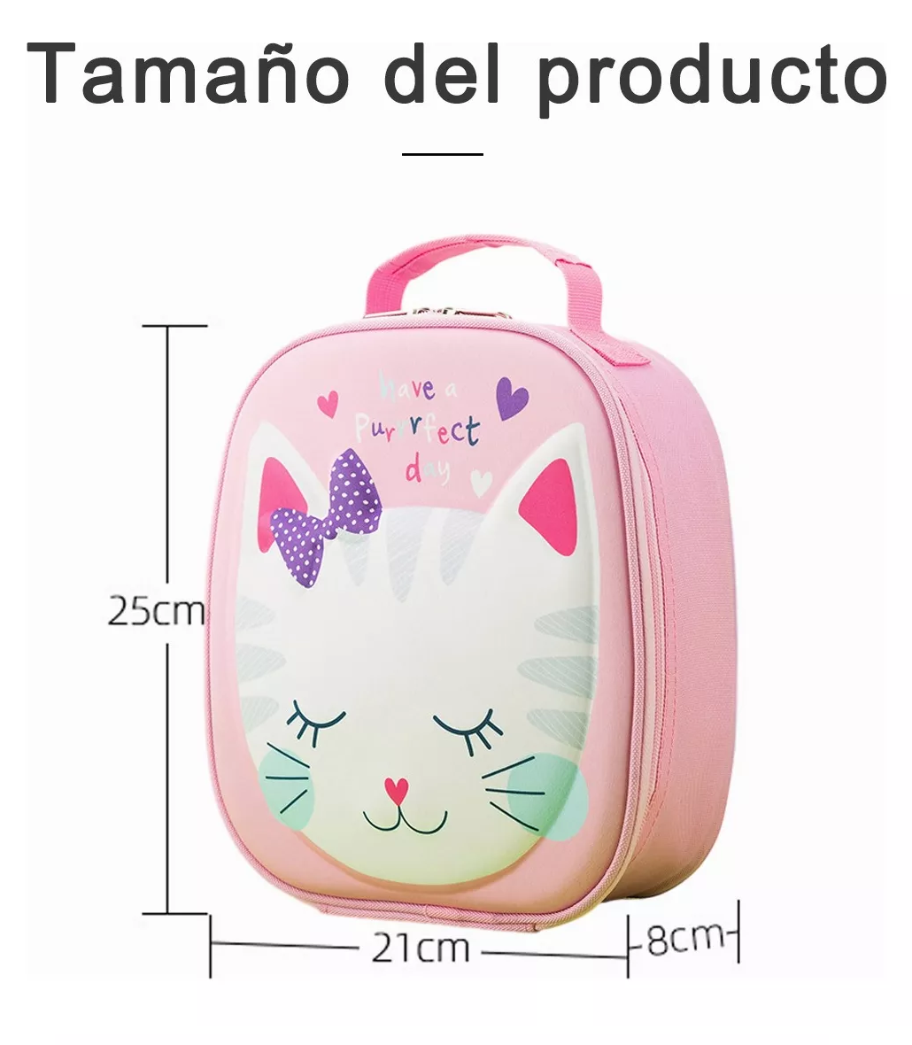 Foto 3 pulgar | Bolsa De Almuerzo Para Niños Lonchera Termica Portátil Gato Rosa