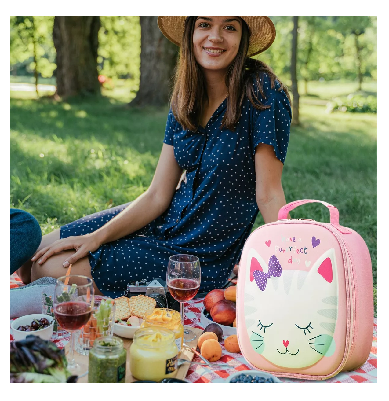 Foto 5 pulgar | Bolsa De Almuerzo Para Niños Lonchera Termica Portátil Gato Rosa