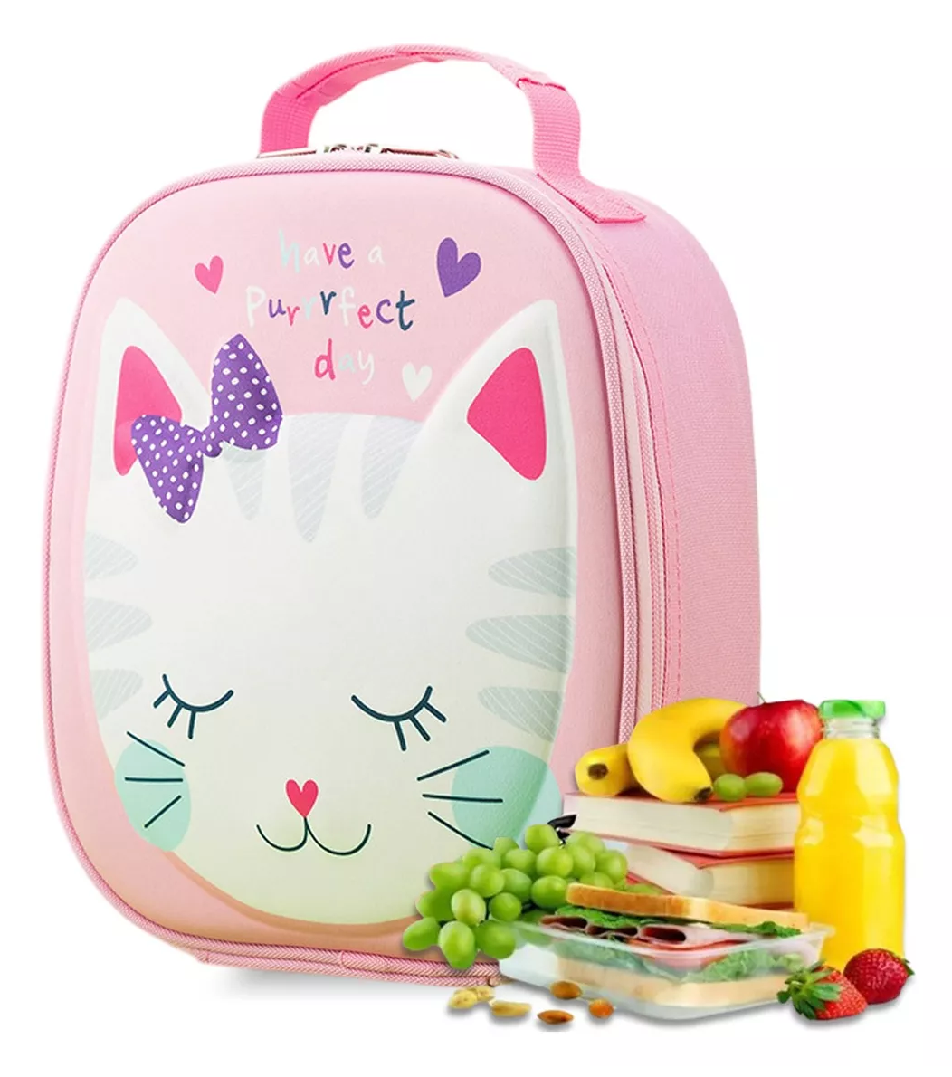 Foto 6 pulgar | Bolsa De Almuerzo Para Niños Lonchera Termica Portátil Gato Rosa