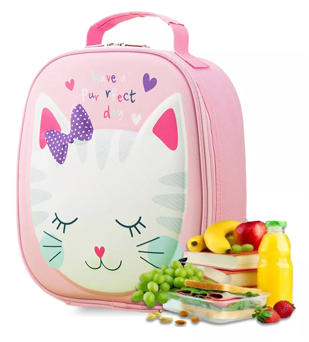 Foto 5 pulgar | Bolsa Del Almuerzo Termica De Niños Portátil Diseño De Gato, Rosa