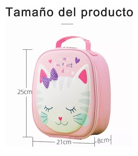 Foto 2 | Bolsa Del Almuerzo Termica De Niños Portátil Diseño De Gato, Rosa