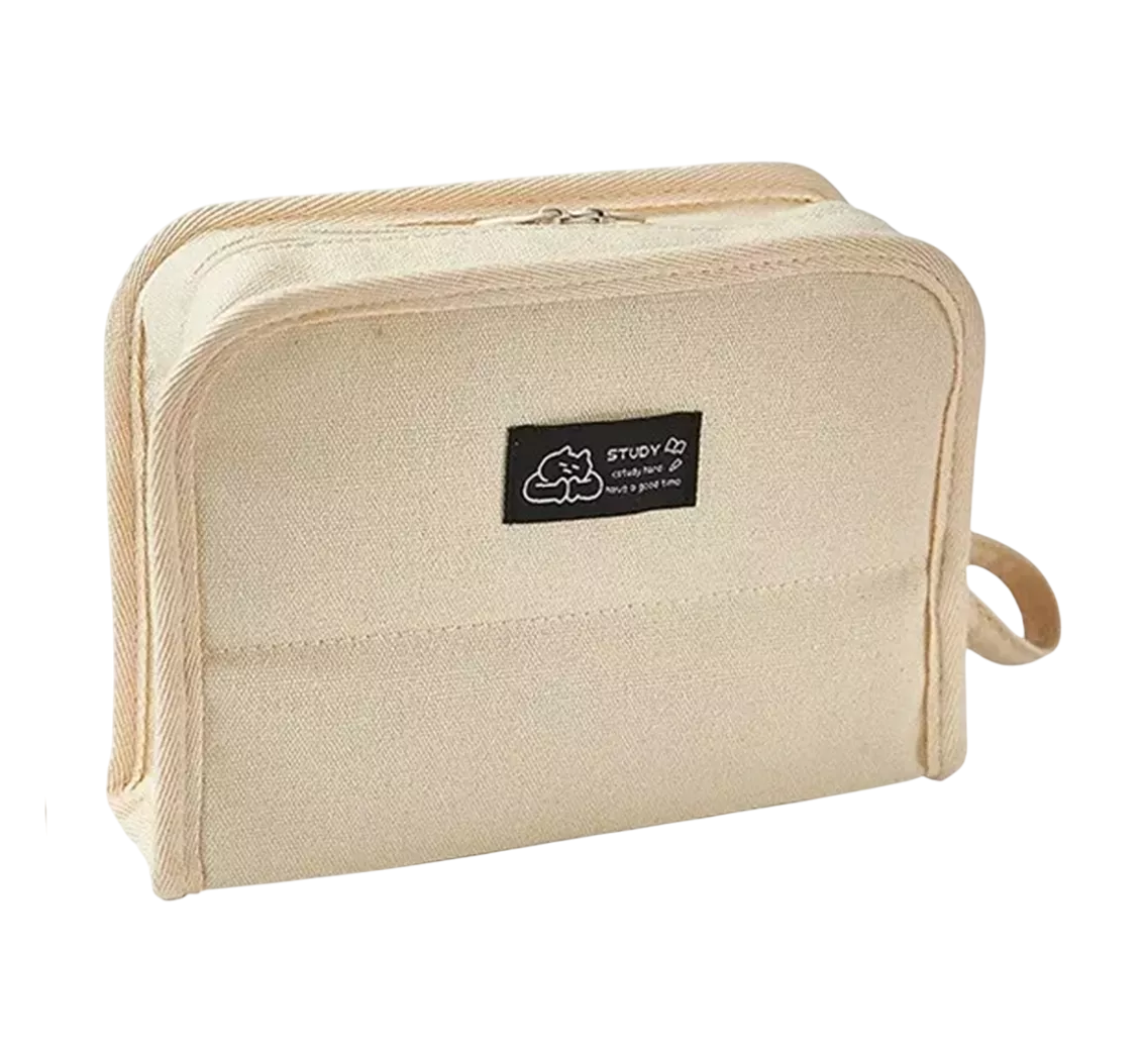 Foto 2 pulgar | Estuche Para Lápices Lapiceras Grande Estuche Escolar Cierre Beige
