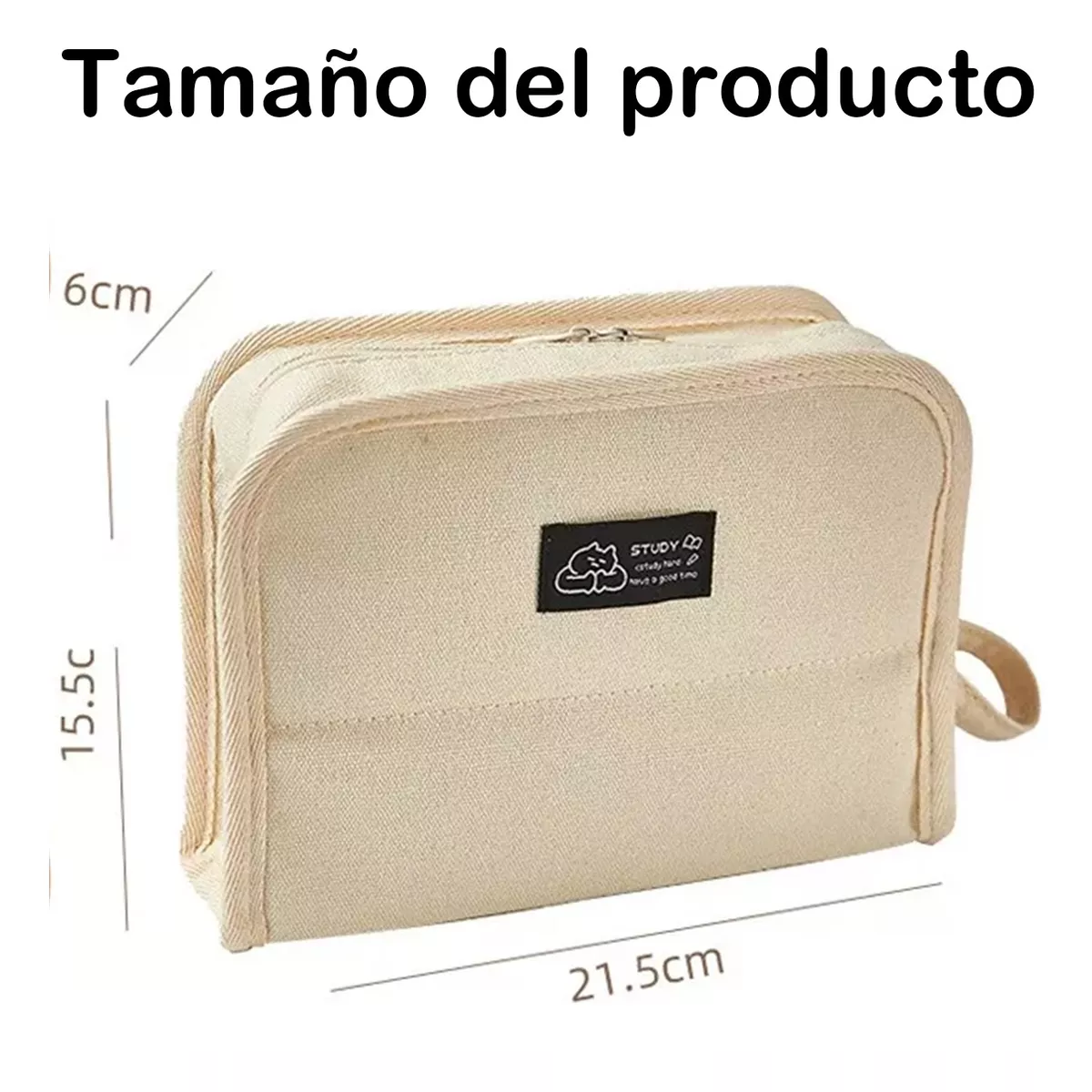 Foto 5 pulgar | Estuche Para Lápices Lapiceras Grande Estuche Escolar Cierre Beige