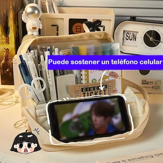 Foto 5 | Estuche Para Lápices Lapiceras Grande Estuche Escolar Cierre Beige