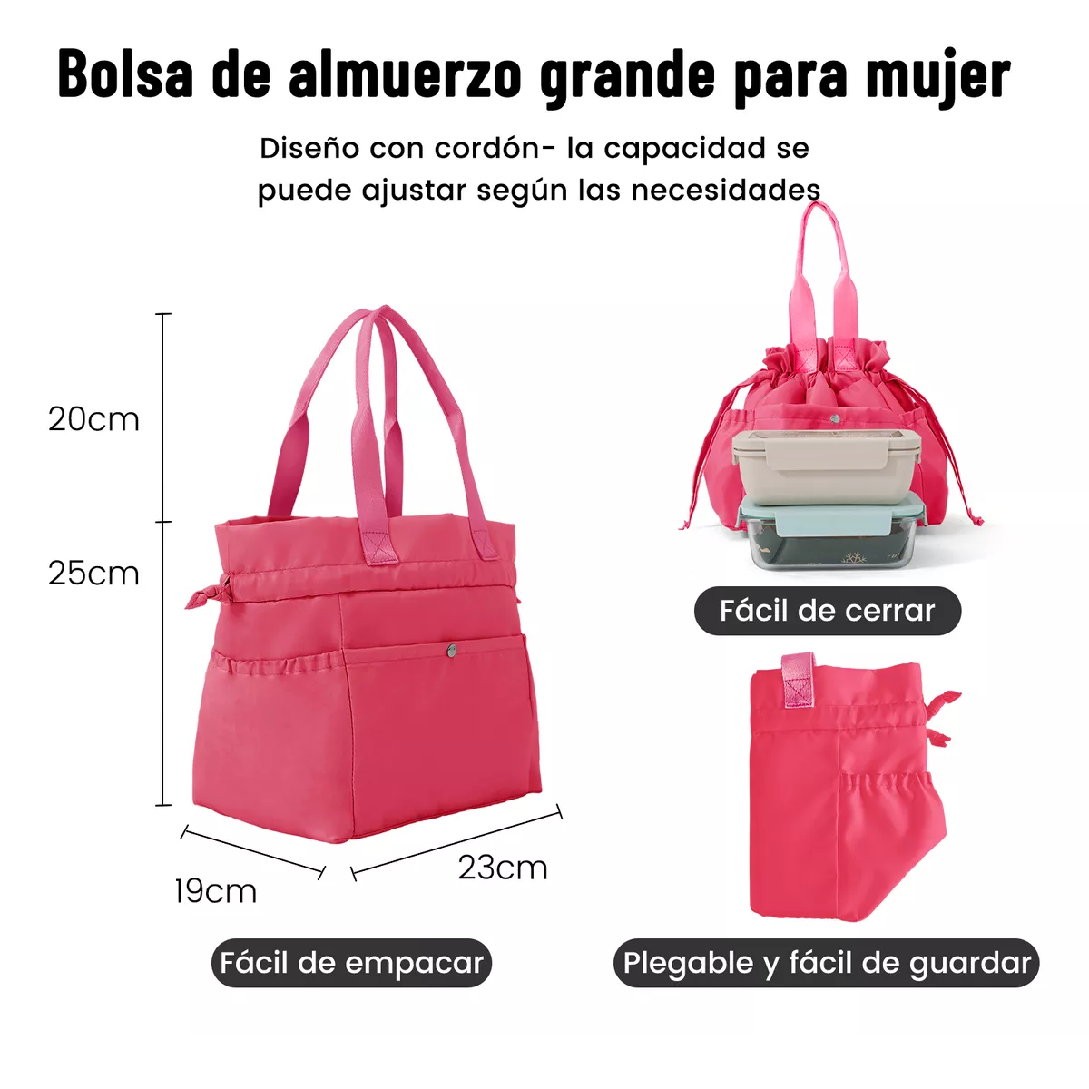 Foto 3 pulgar | Lonchera Bolsa Térmica Elegante Aislamiento Frío Calor Eo Safe Imports Rosa