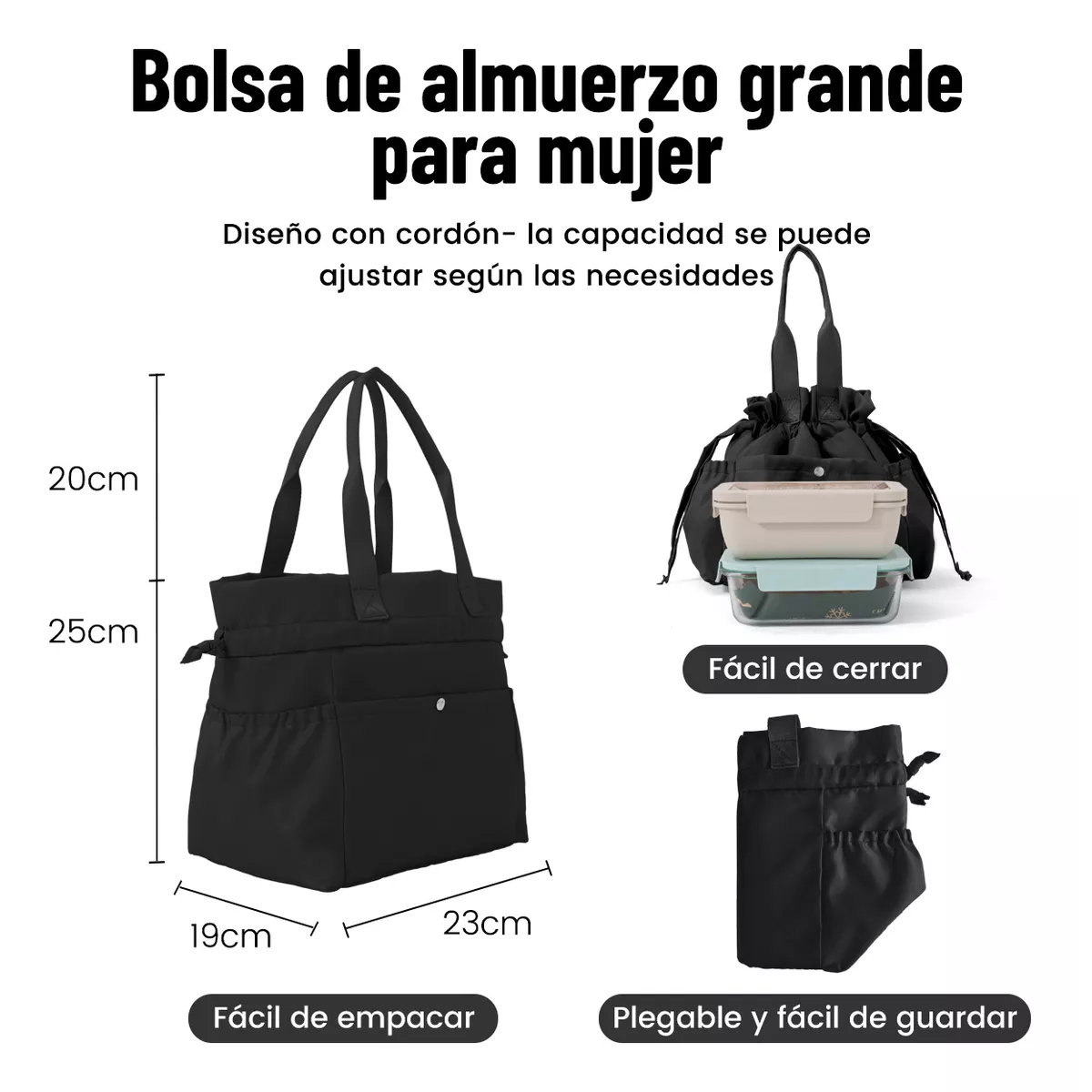 Foto 2 | Lonchera Bolsa Térmica Eo Safe Imports ESI-17842 Negro