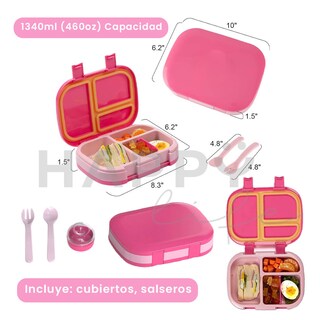 Foto 2 | Lonchera Para Niños Tipo Bento Box Con Compartimentos Ajustables De Sellado Hermetico, Tupper Para Lunch Con Cubierto