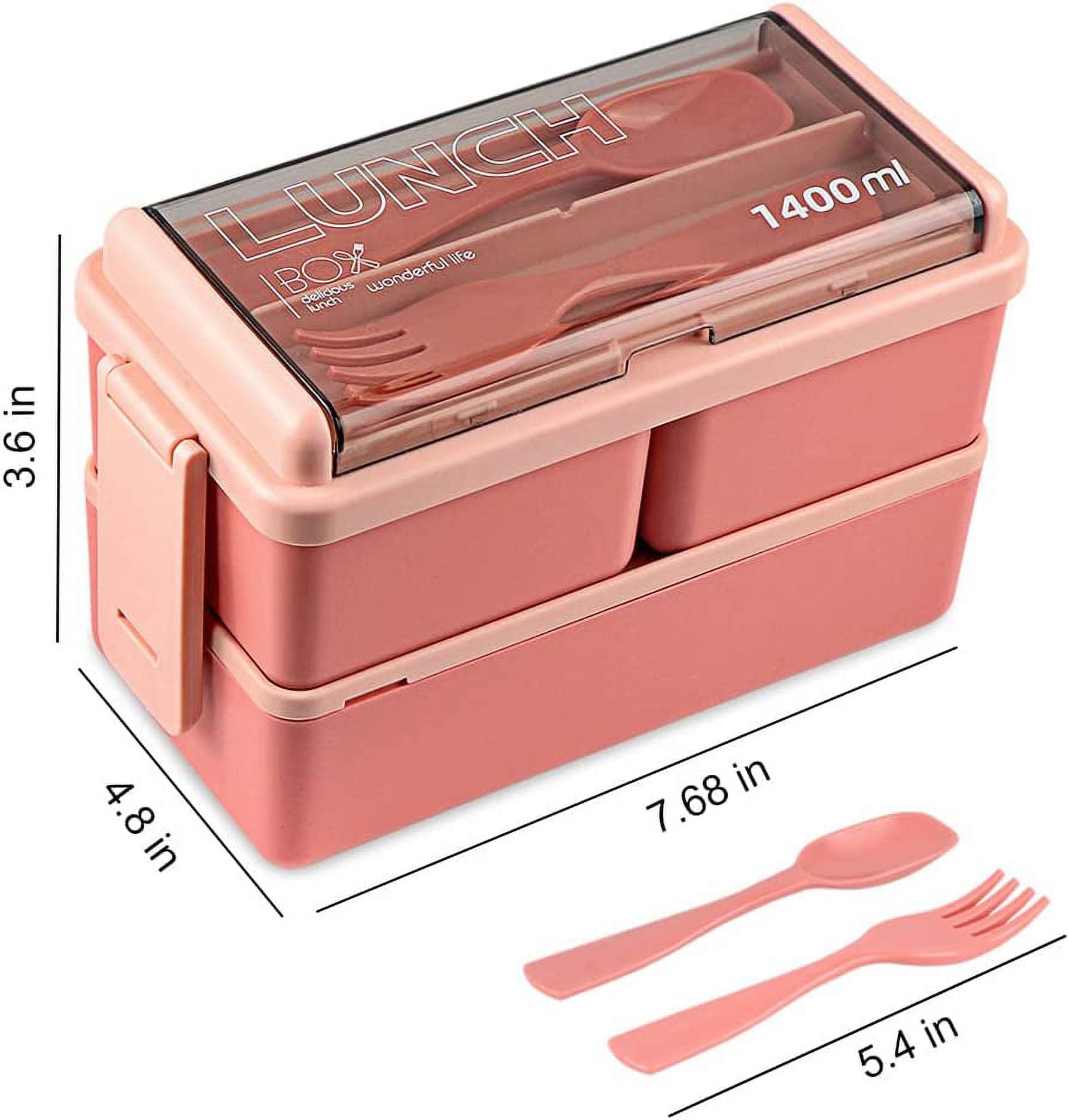 Foto 2 pulgar | Caja Bento A Prueba De Fugas De 1400 Ml, Apilada Con Compartimento, Color Rosa - Venta Internacional.