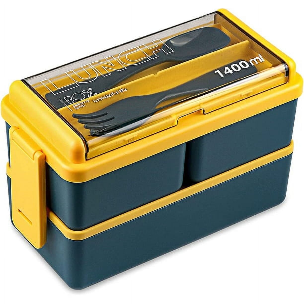 Caja Bento A Prueba De Fugas De 1400 Ml, Apilada Con Compartimento, Azul, 49 Onzas - Venta Internacional. $731