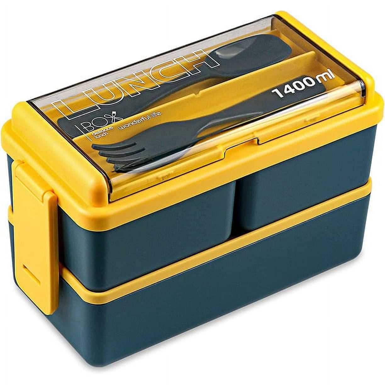 Foto 2 pulgar | Caja Bento A Prueba De Fugas De 1400 Ml, Apilada Con Compartimento, Azul, 49 Onzas - Venta Internacional.